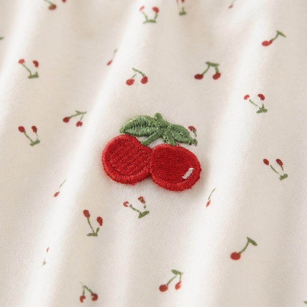 White Cherry Sleeveless Baby Romper