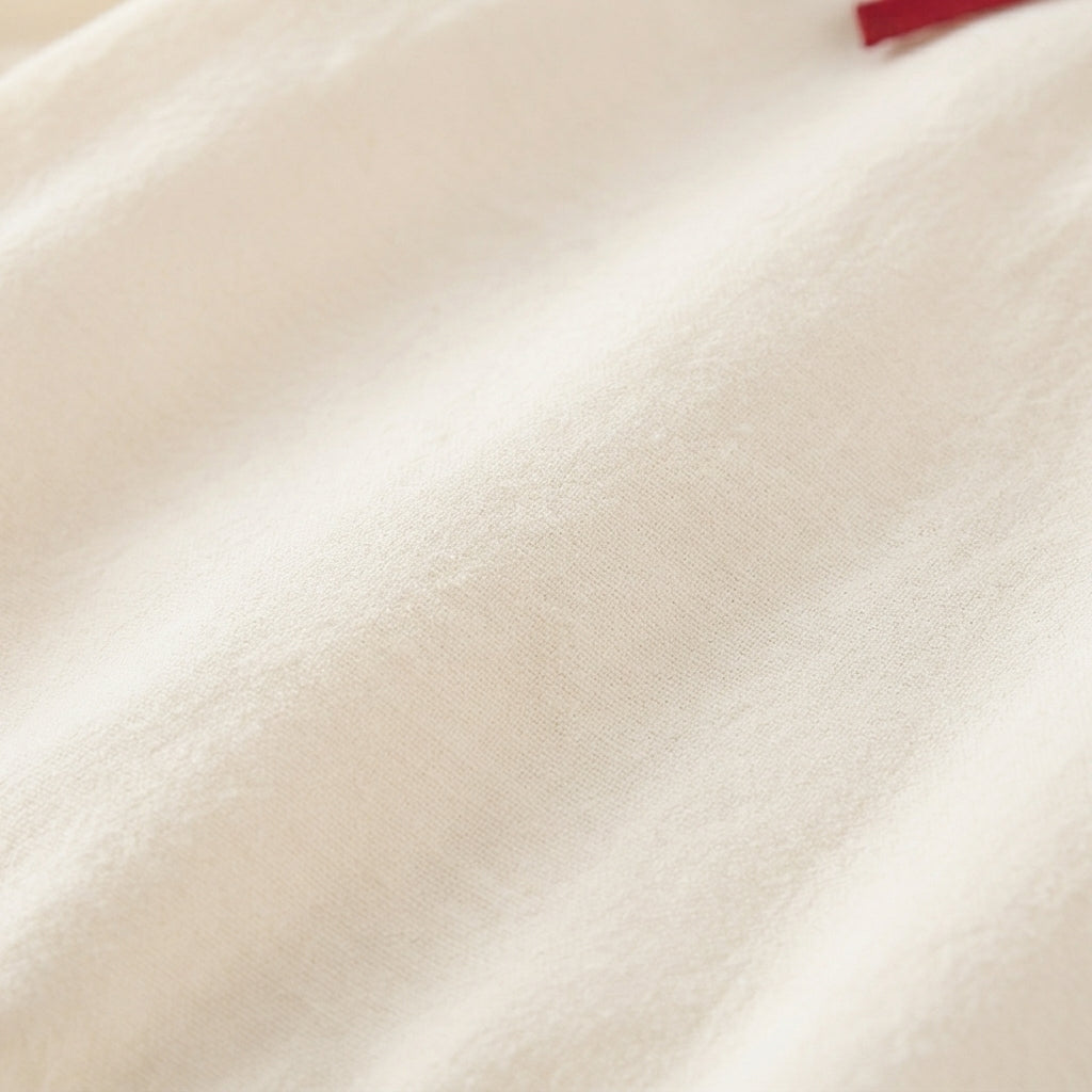 Cream Red-Embroidered Baby Outfit