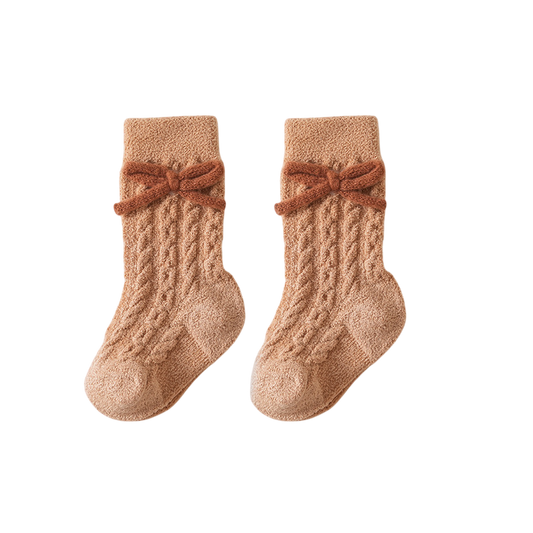 Khaki Bow Winter Baby Socks
