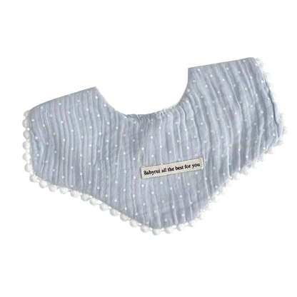 Baby bib with text label on a white background