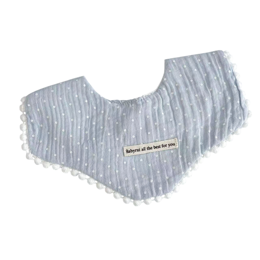 Baby bib with text label on a white background