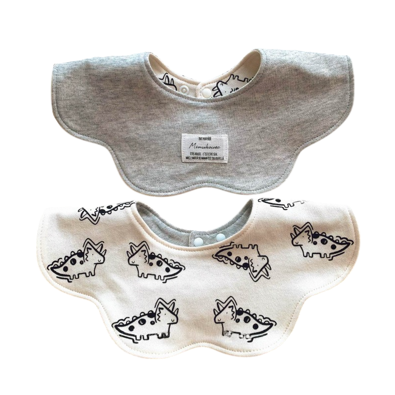 Double-Sided Gray Cute Dragon Baby Bib