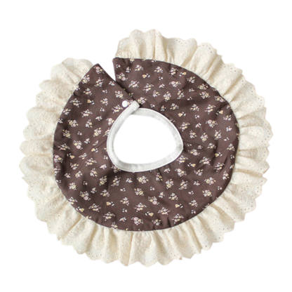 Coffee Floral Lace Baby Bib