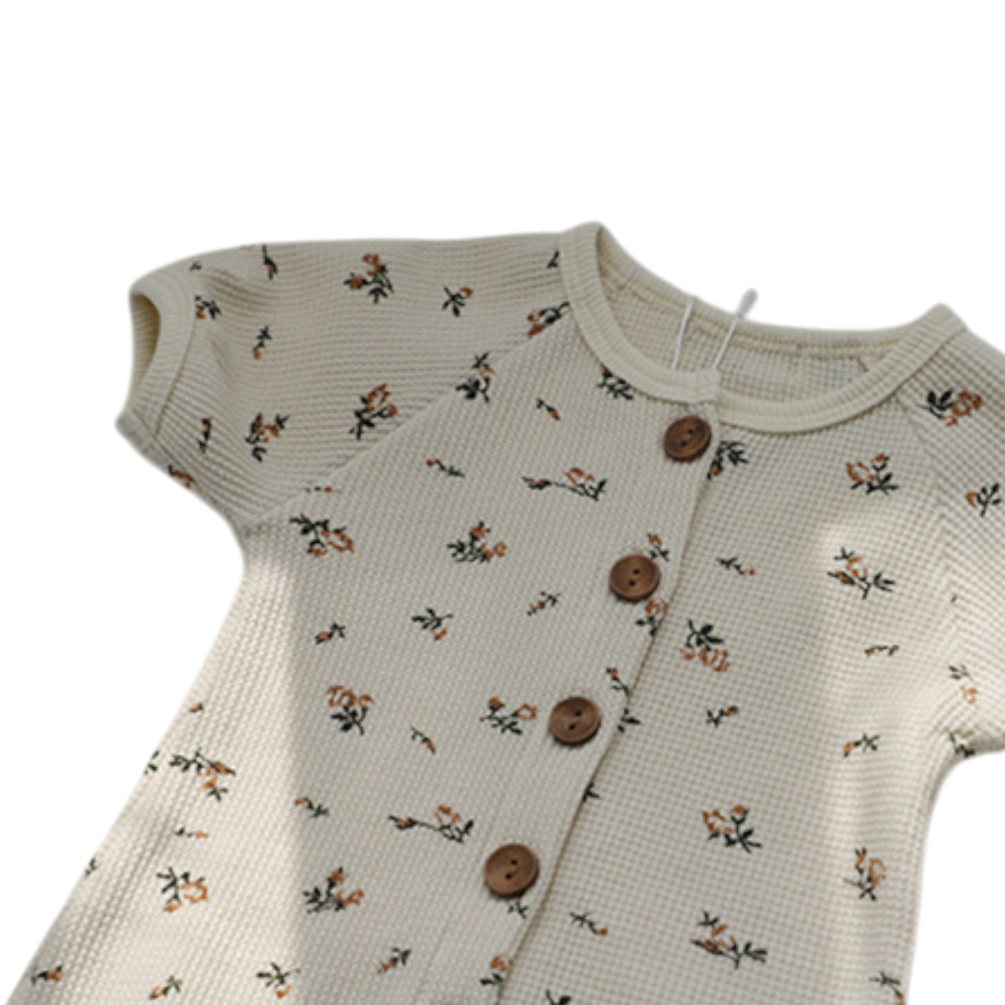 Cream Floral Baby Romper & Hat Set