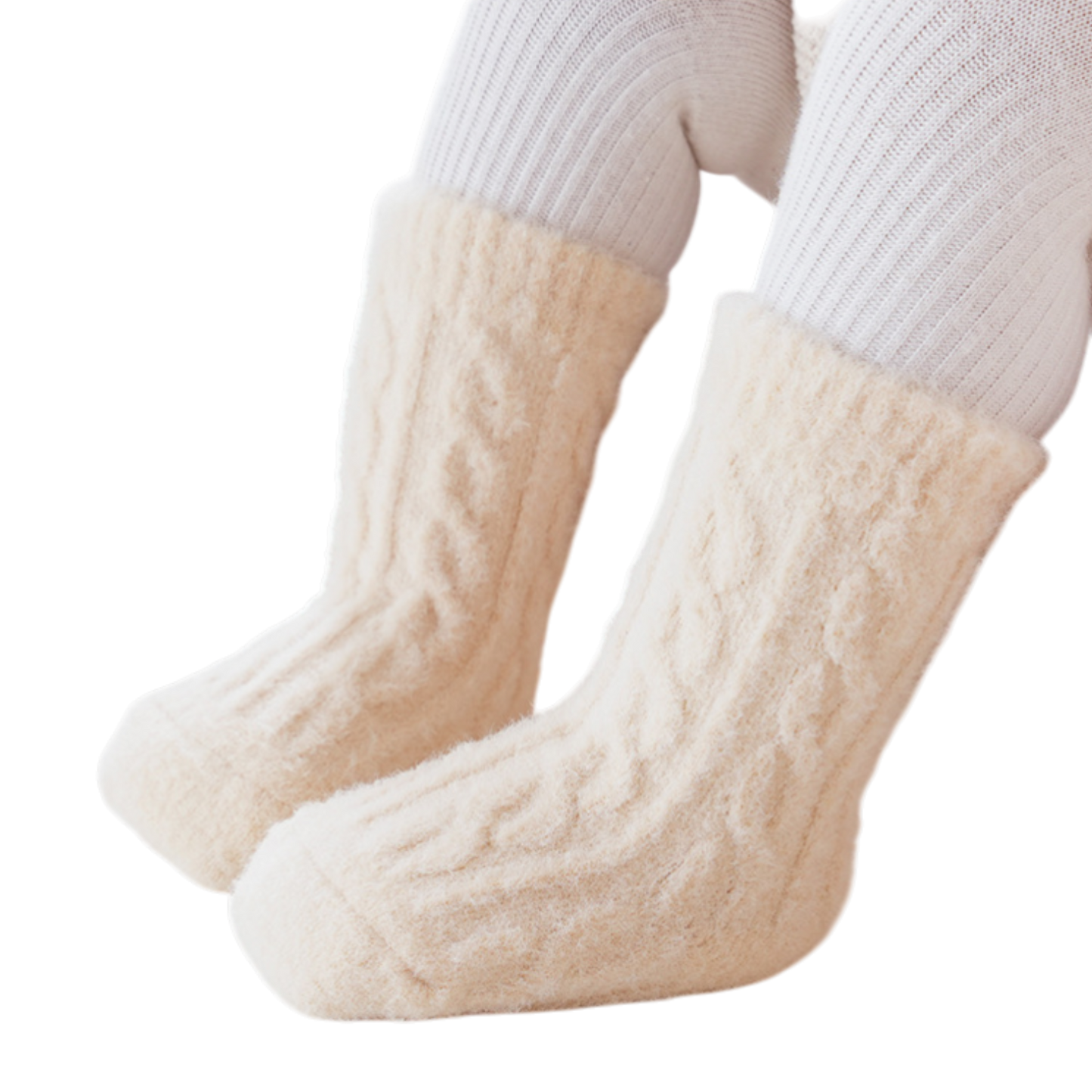 Beige Twisted Winter Baby Socks