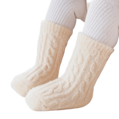 Beige Twisted Winter Baby Socks