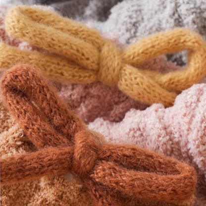 White Bow Winter Baby Socks