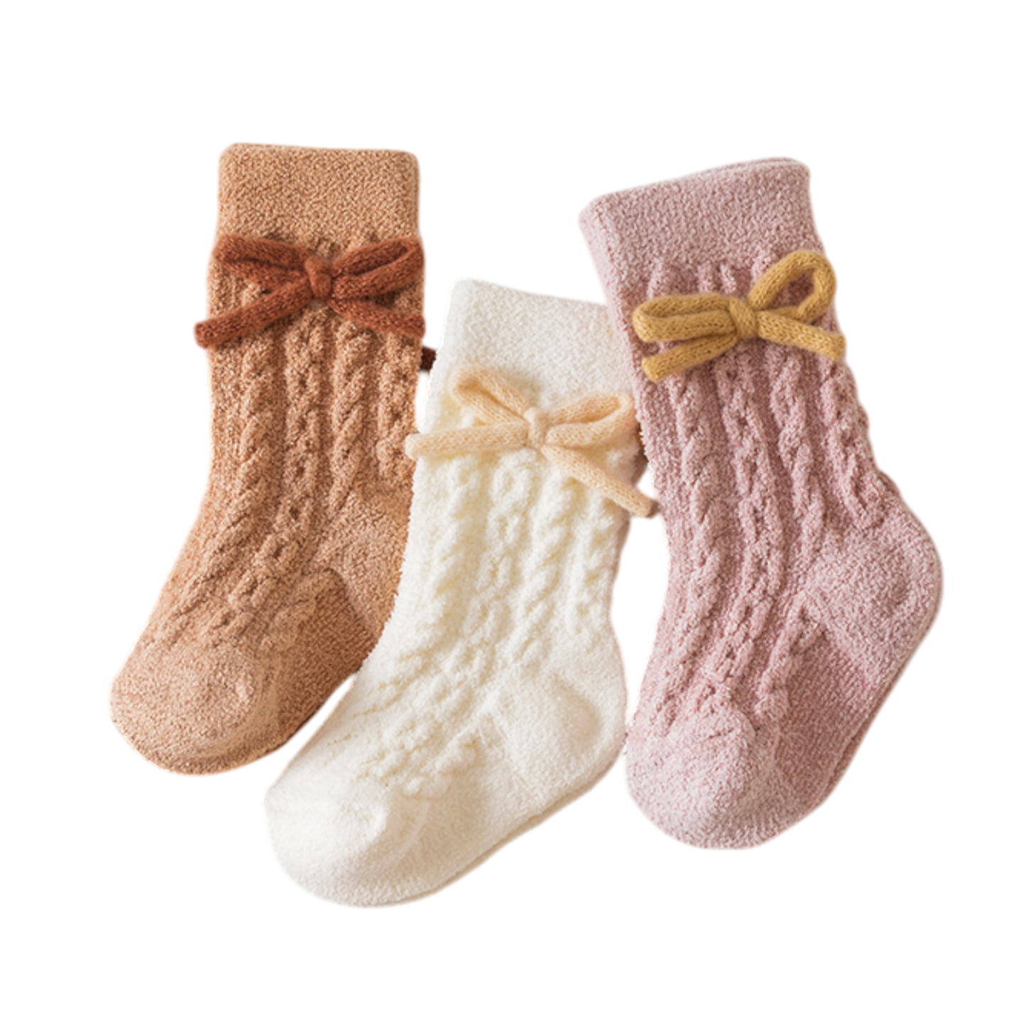 White Bow Winter Baby Socks