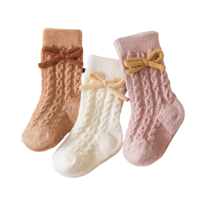 Pink Bow Winter Baby Socks