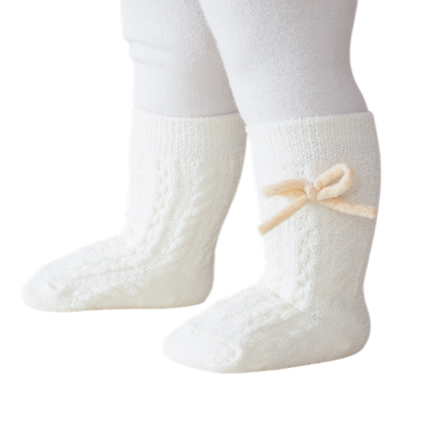 White Bow Winter Baby Socks