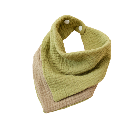 Olive & Dark Khaki Reversible Baby Bib