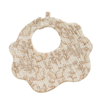 Baby bib with animal pattern on a white background