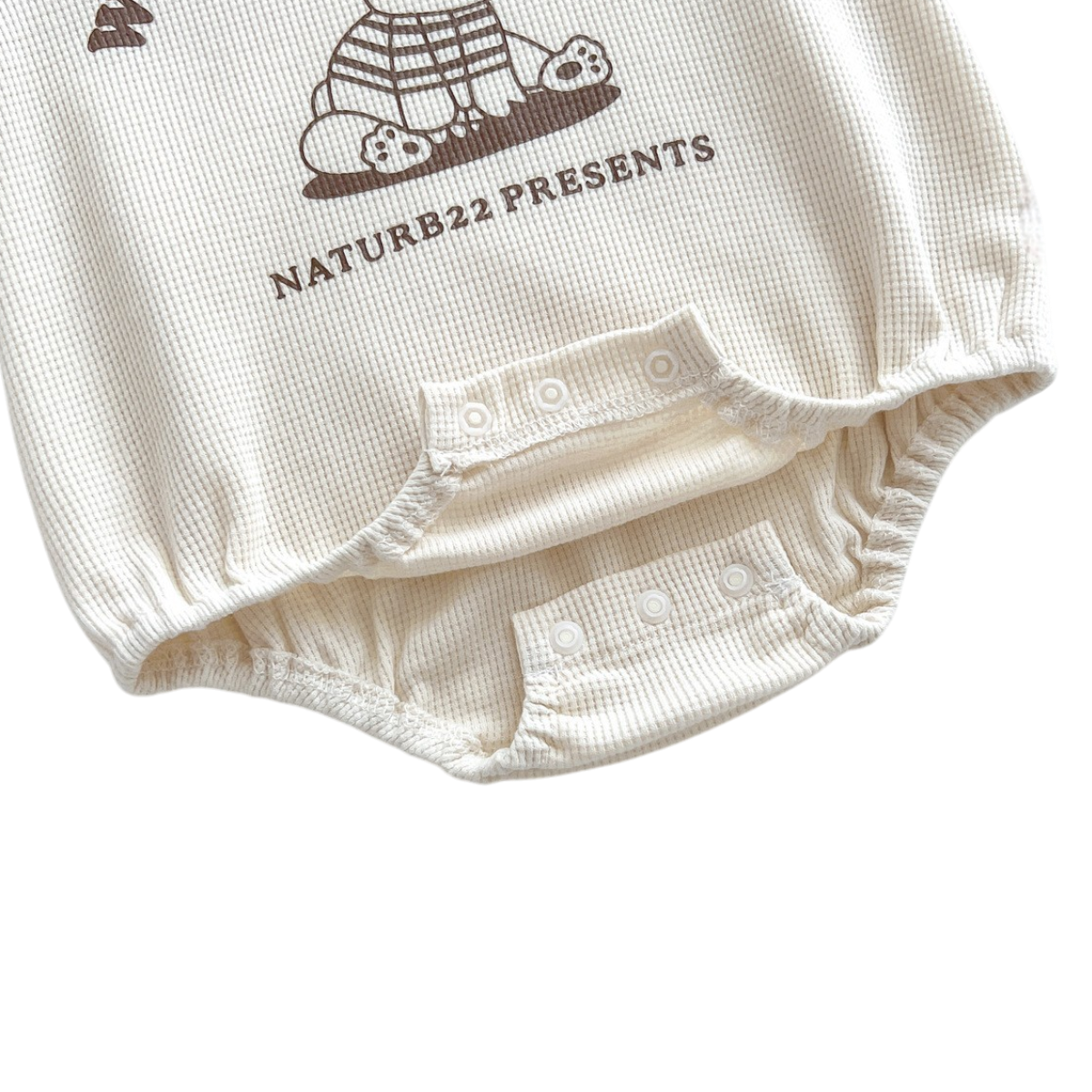 Beige Bear Baby Bodysuit on a white background, view 4