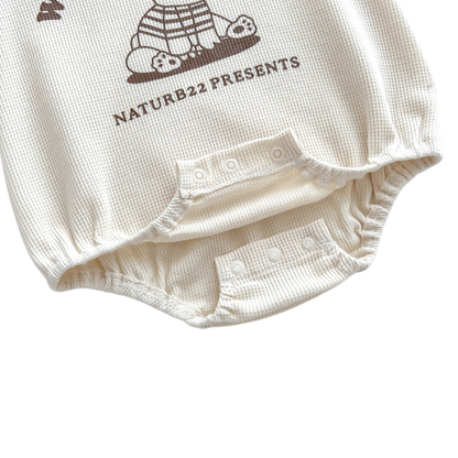 Beige Bear Baby Bodysuit on a white background, view 4