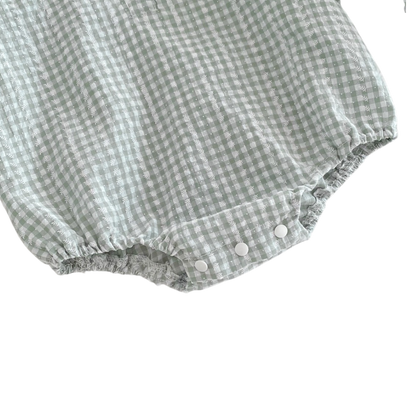Peter Pan Collar Plaid Baby Bodysuit on a white background, view 4