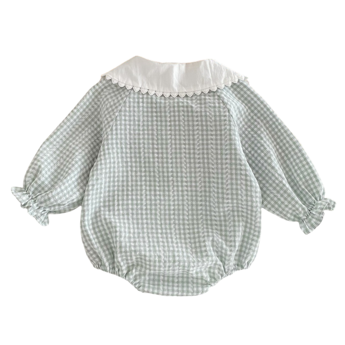 Peter Pan Collar Plaid Baby Bodysuit on a white background, view 5
