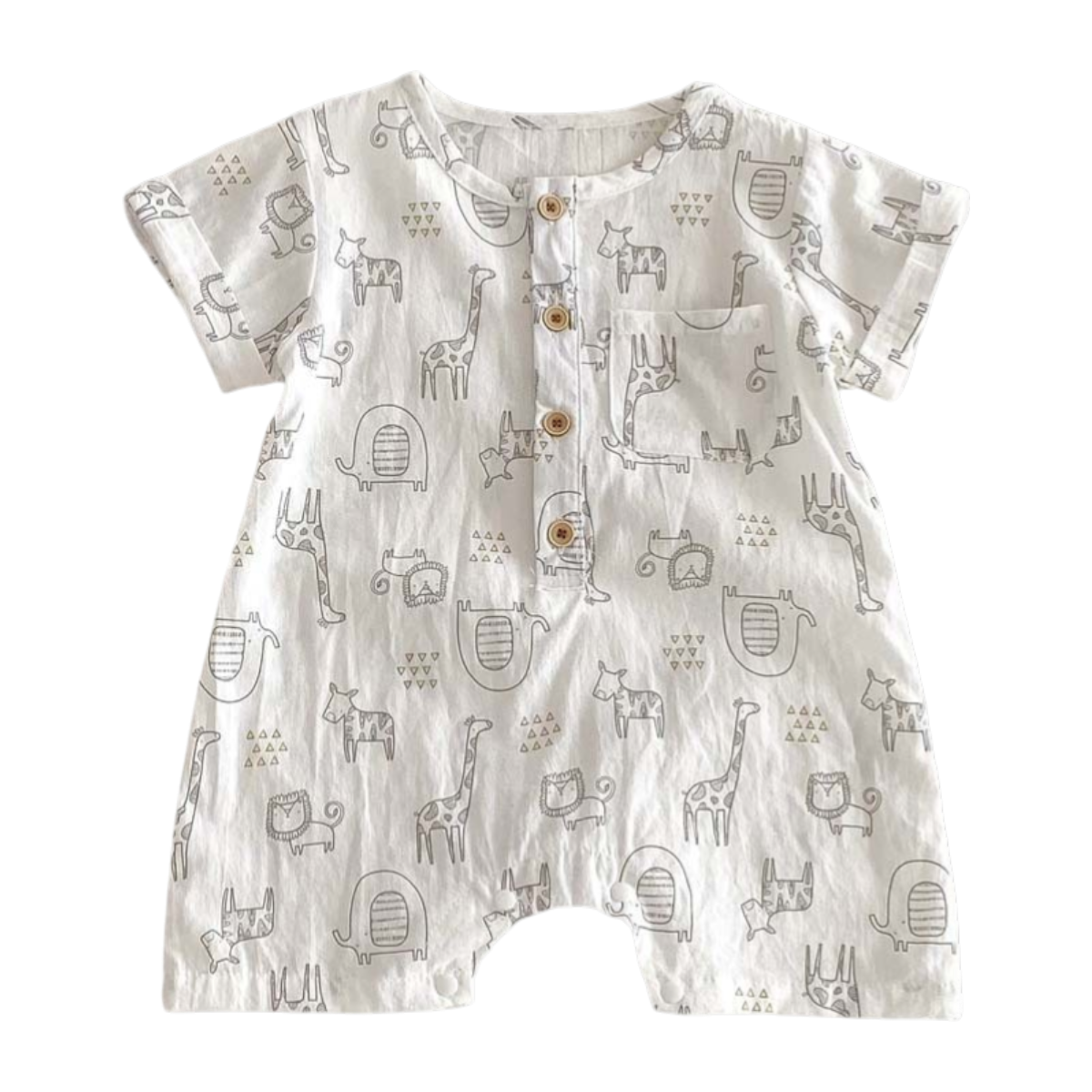 Cute Animal Short Sleeve Baby Romper on a white background