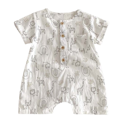 Cute Animal Short Sleeve Baby Romper on a white background