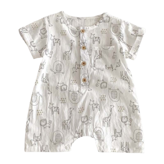 Cute Animal Short Sleeve Baby Romper on a white background