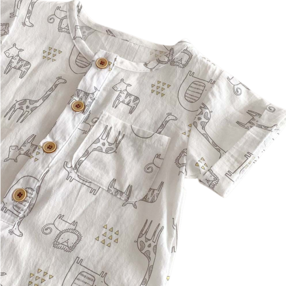 Cute Animal Short Sleeve Baby Romper on a white background, view 3