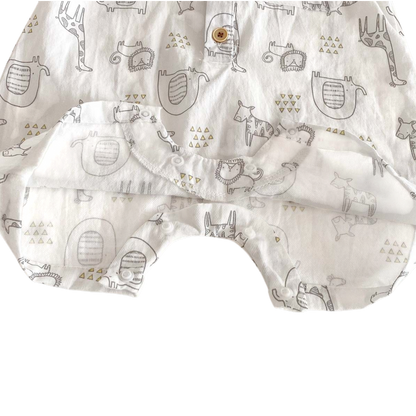 Cute Animal Short Sleeve Baby Romper on a white background, view 4