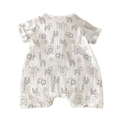 Cute Animal Short Sleeve Baby Romper on a white background, view 5