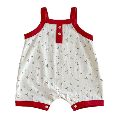Contrast Floral Baby Romper on a white background