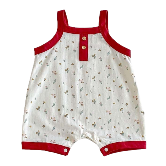 Contrast Floral Baby Romper on a white background