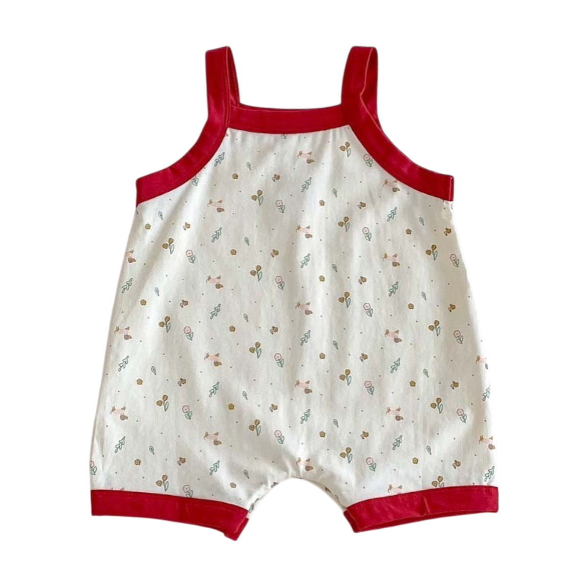 Contrast Floral Baby Romper on a white background, view 5