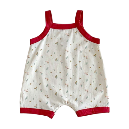 Contrast Floral Baby Romper on a white background, view 5
