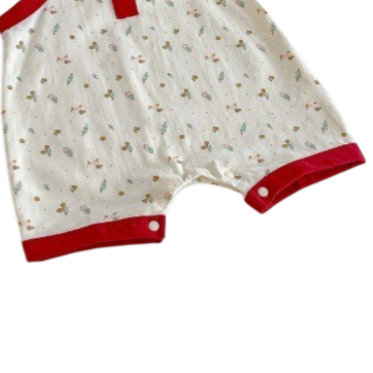 Contrast Floral Baby Romper on a white background, view 3