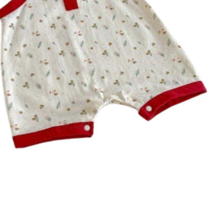 Contrast Floral Baby Romper on a white background, view 3