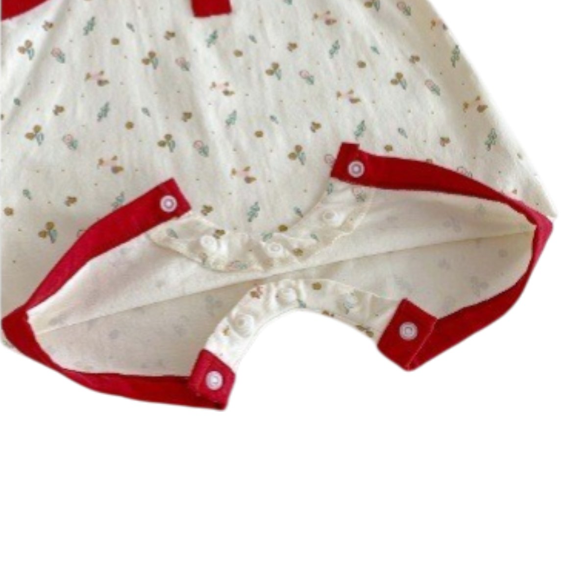 Contrast Floral Baby Romper on a white background, view 4