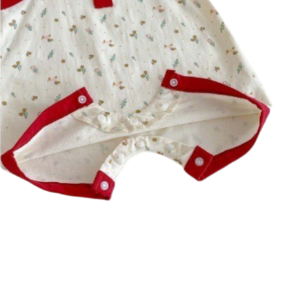 Contrast Floral Baby Romper on a white background, view 4