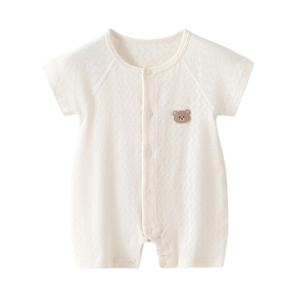 White Little Bear Baby Romper on a white background