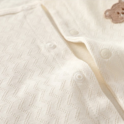 White Little Bear Baby Romper on a white background, view 3