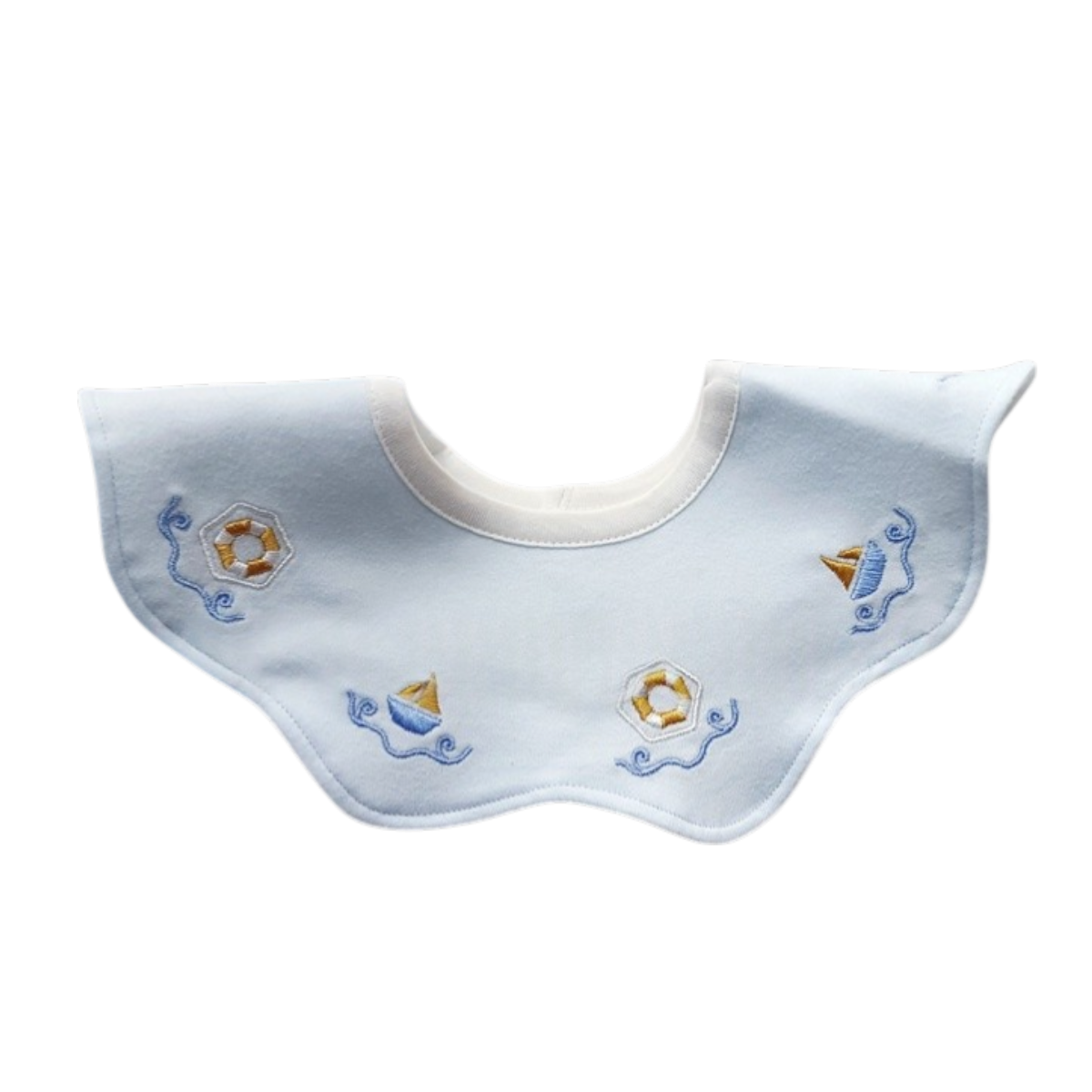 Ocean Sailboat Baby Bib on a white background