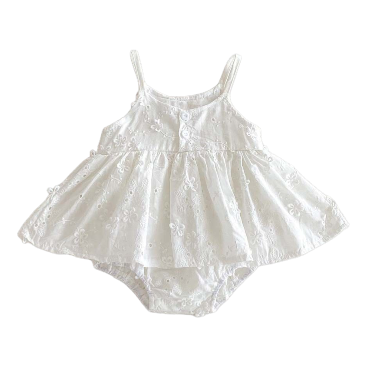 White Embroidered Baby Bodysuit on a white background, view 5