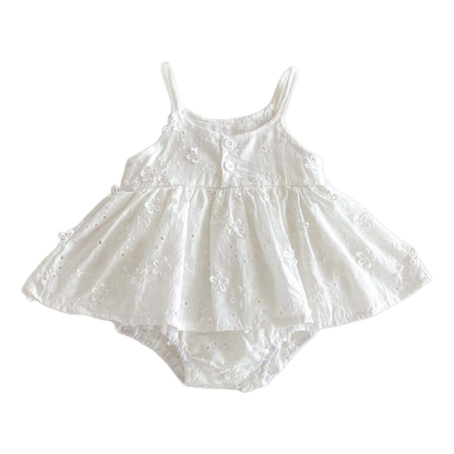 White Embroidered Baby Bodysuit on a white background, view 5
