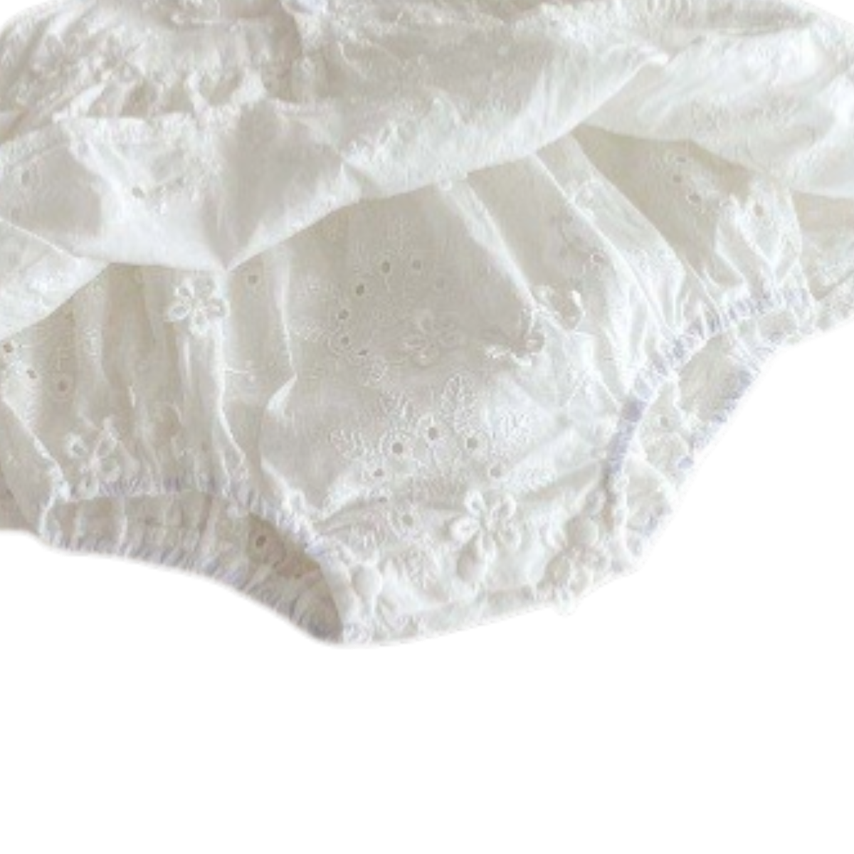 White Embroidered Baby Bodysuit on a white background, view 4