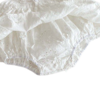White Embroidered Baby Bodysuit on a white background, view 4