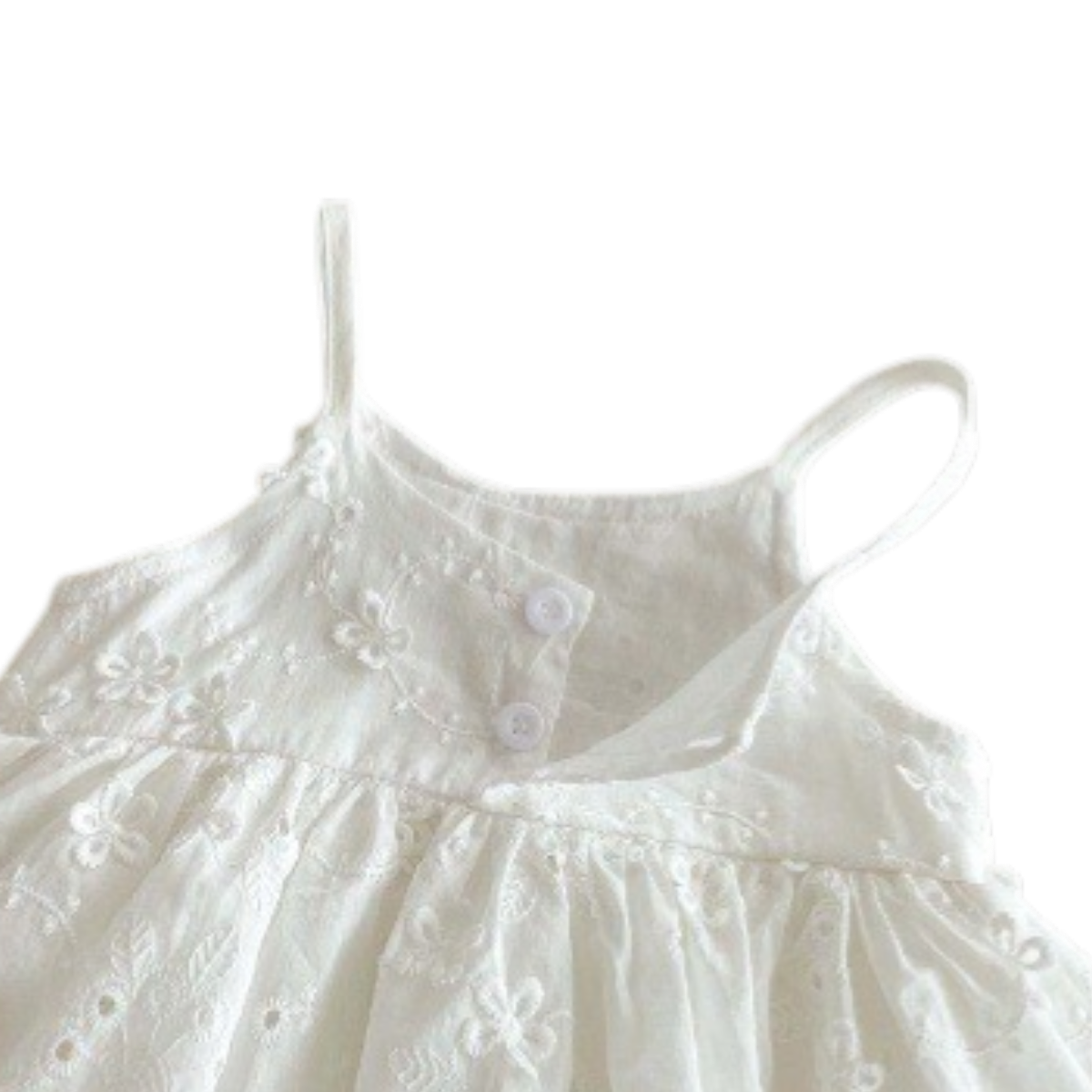 White Embroidered Baby Bodysuit on a white background, view 3