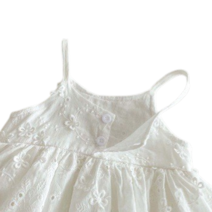 White Embroidered Baby Bodysuit on a white background, view 3