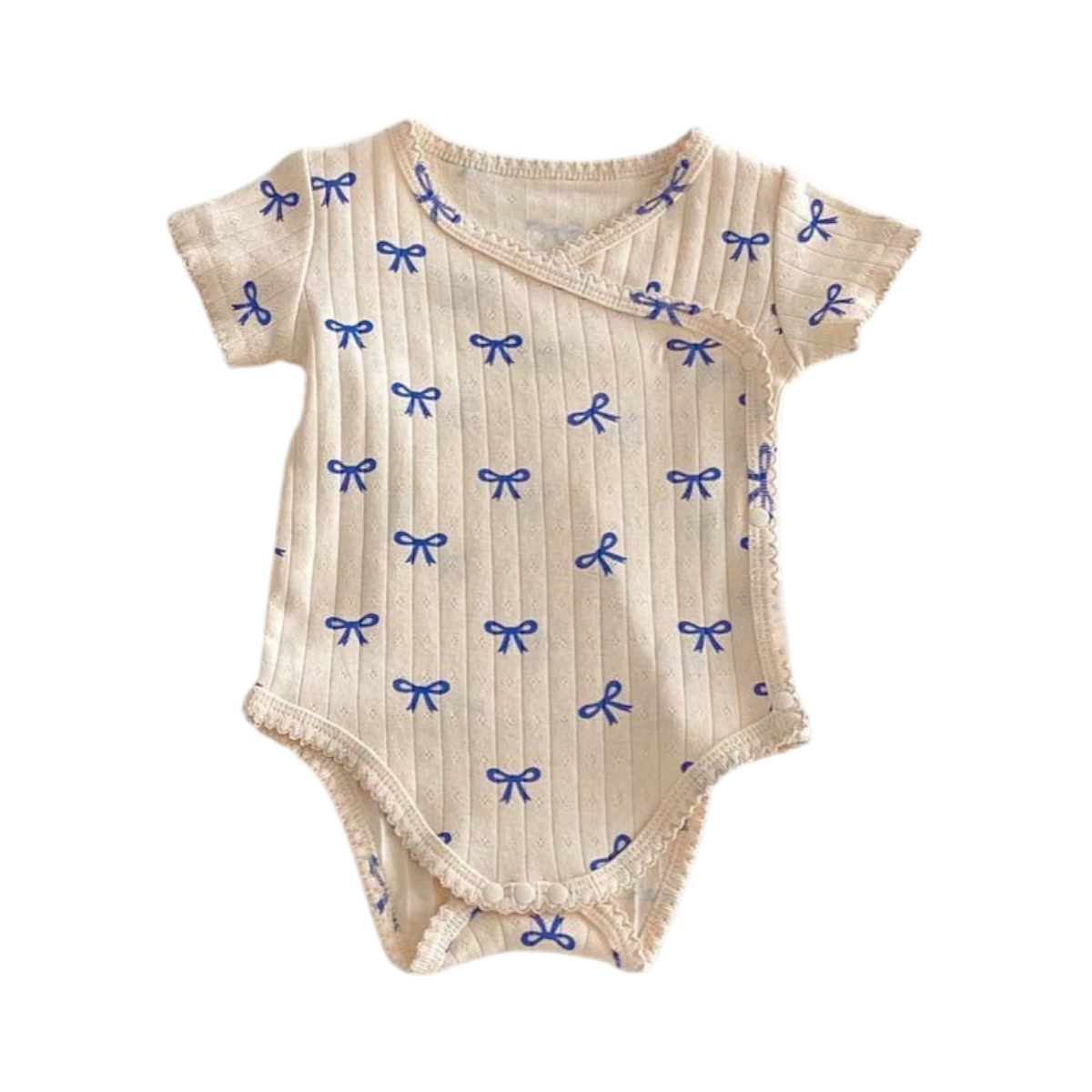 Blue Bow Baby Bodysuit on a white background