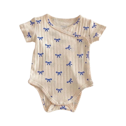 Blue Bow Baby Bodysuit on a white background