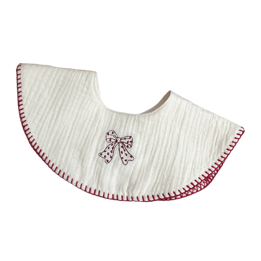 Red and White Bow Baby Bib