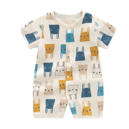 Contrast Bunny Baby Bodysuit on a white background