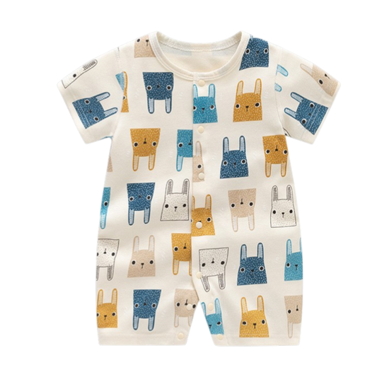 Contrast Bunny Baby Bodysuit on a white background