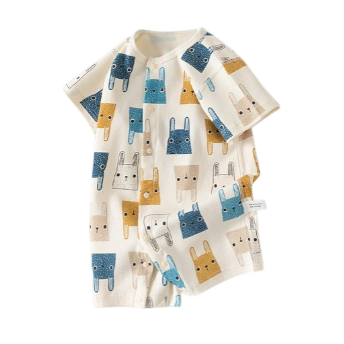 Contrast Bunny Baby Bodysuit on a white background, view 2