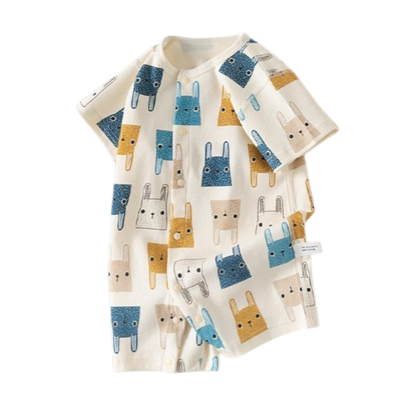 Contrast Bunny Baby Bodysuit on a white background, view 2